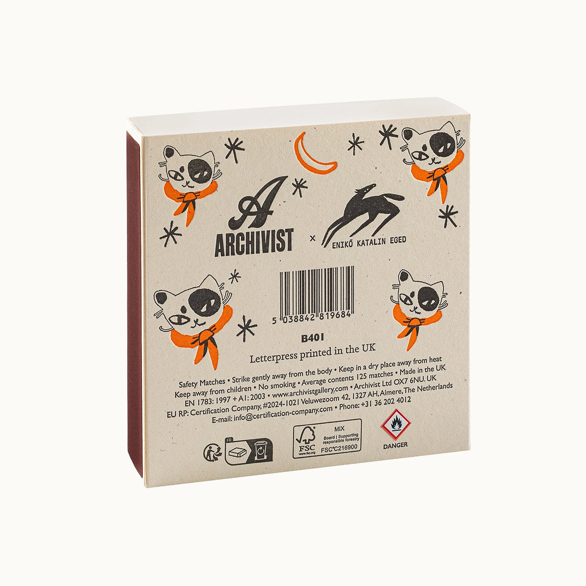 Lange Streichhölzer Black Spotted Kitten | Square Matchbox von Archivist Gallery
