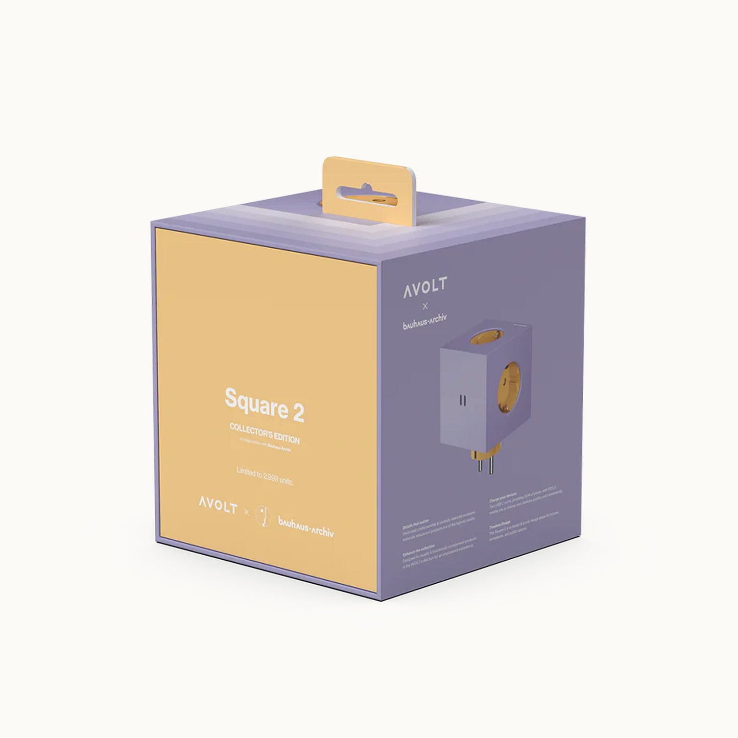 Square 2 | Design Mehrfachsteckdose für die Wand & USB-C in Lavender Glow von AVOLT