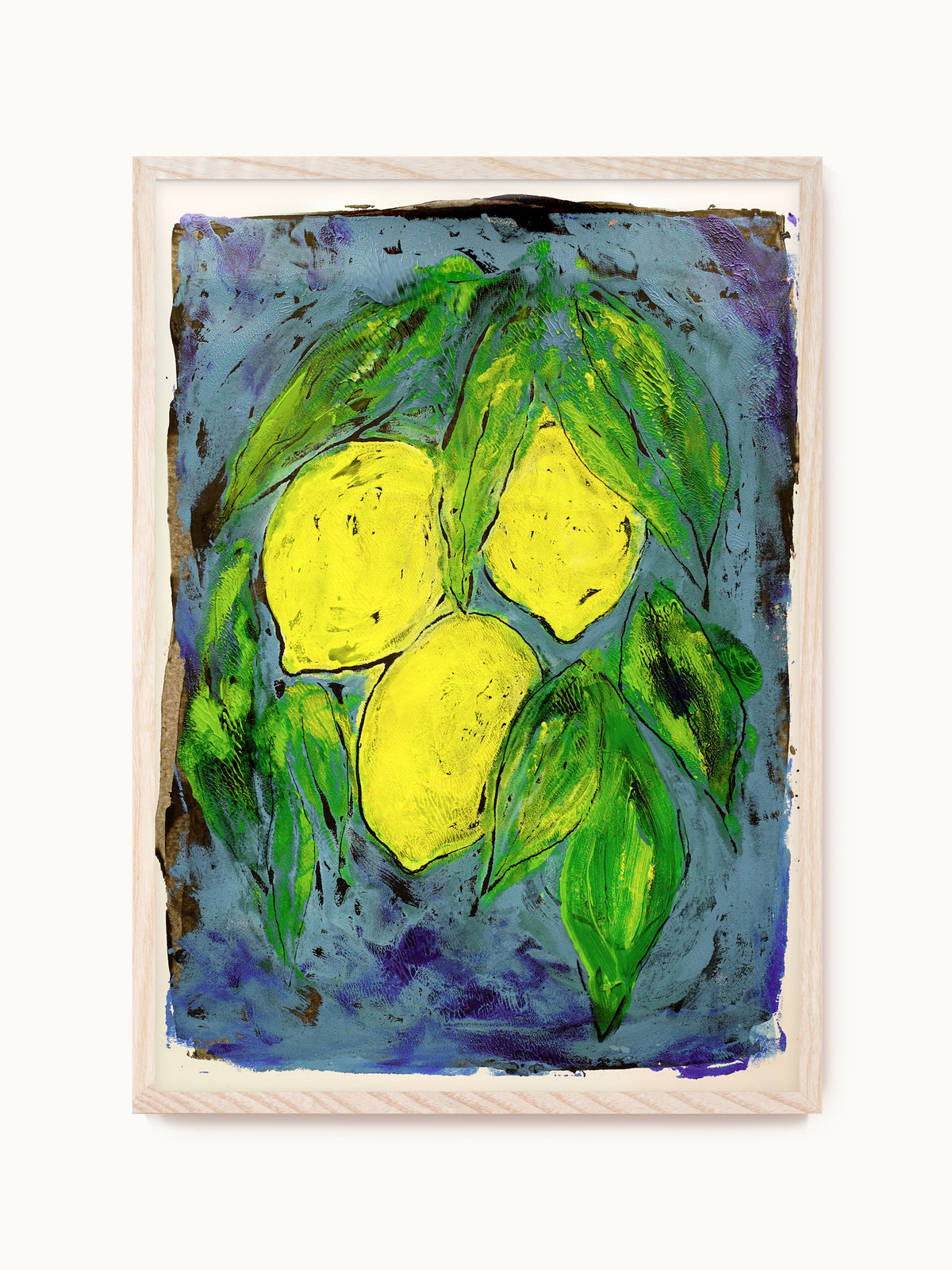 Kunstdruck „Zitronen auf Blau“ | Design by Lisa Geyer