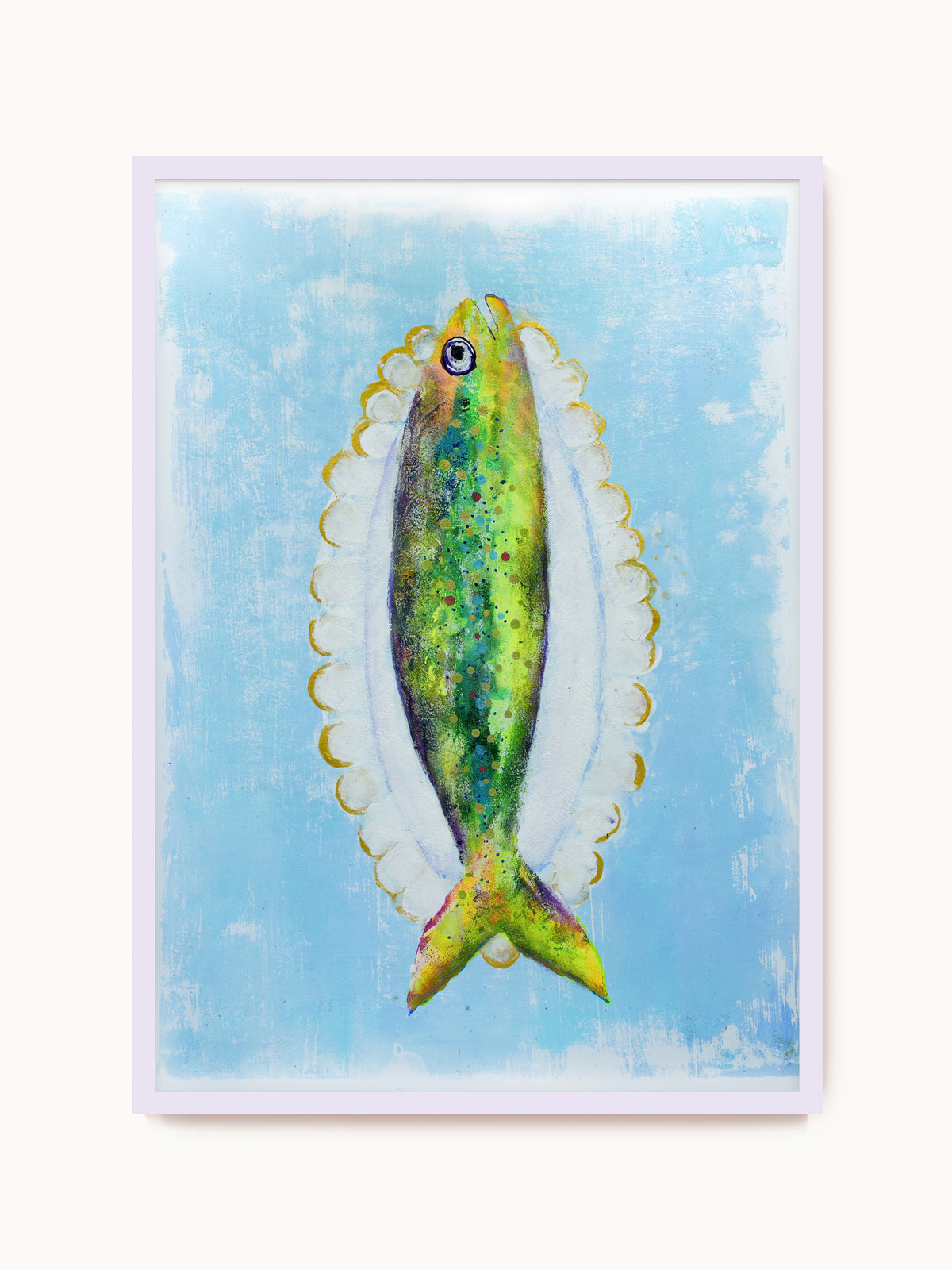 Kunstdruck „Fisch auf Servierplatte (Hellblau)“ | Design by Lisa Geyer