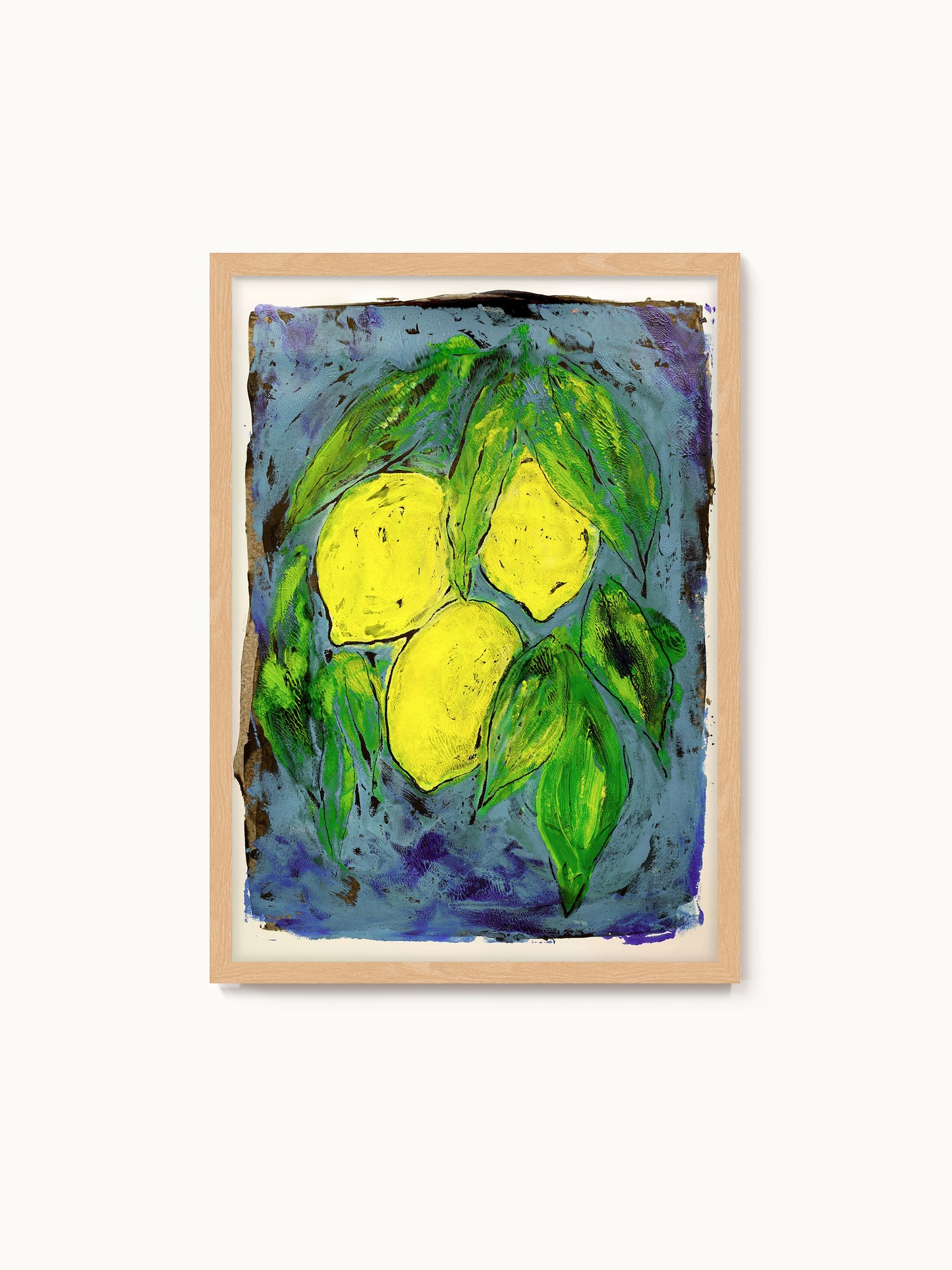 Kunstdruck „Zitronen auf Blau“ | Design by Lisa Geyer