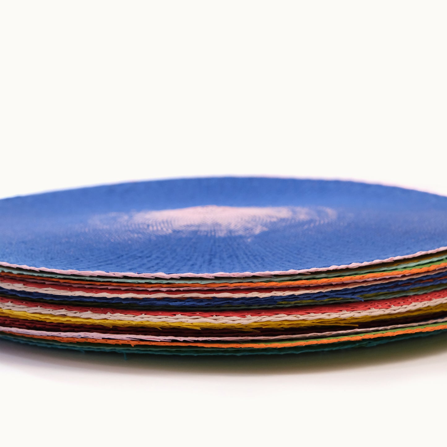Platzset Papiergarn Rund 38 cm Orange/Blau