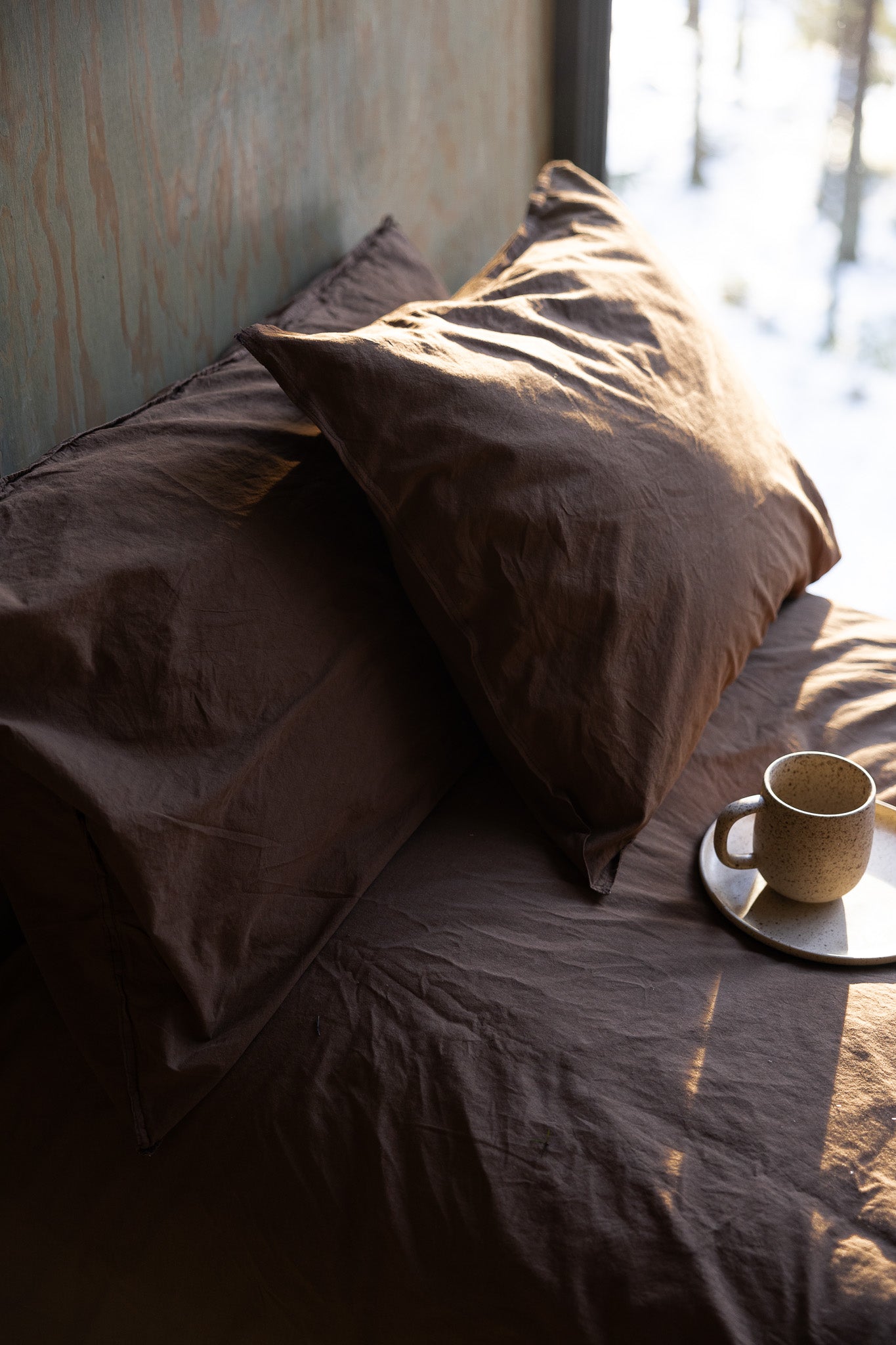 Bettwäsche-Set Crinkle (135x200 + 80x80 cm) | Espresso von Smaland