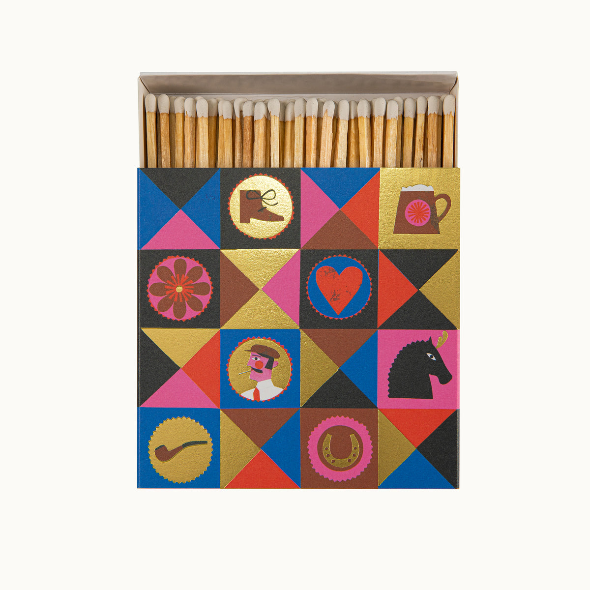 Lange Streichhölzer Colourful Gentleman | Square Matchbox von Archivist Gallery