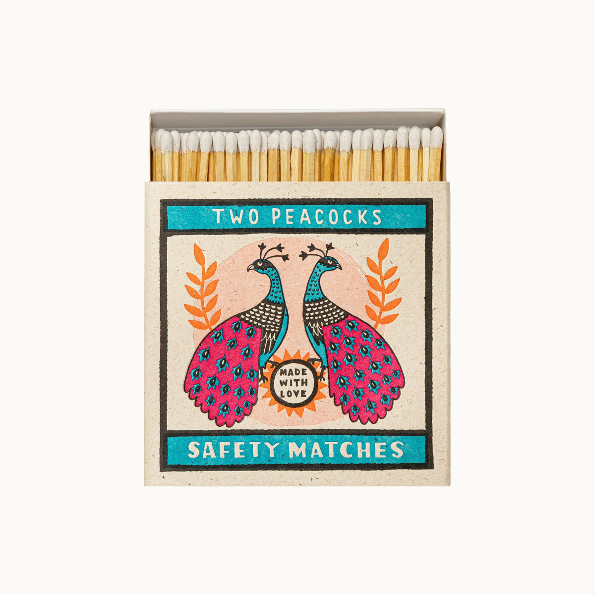 Lange Streichhölzer Two Peacocks | Square Matchbox von Archivist Gallery