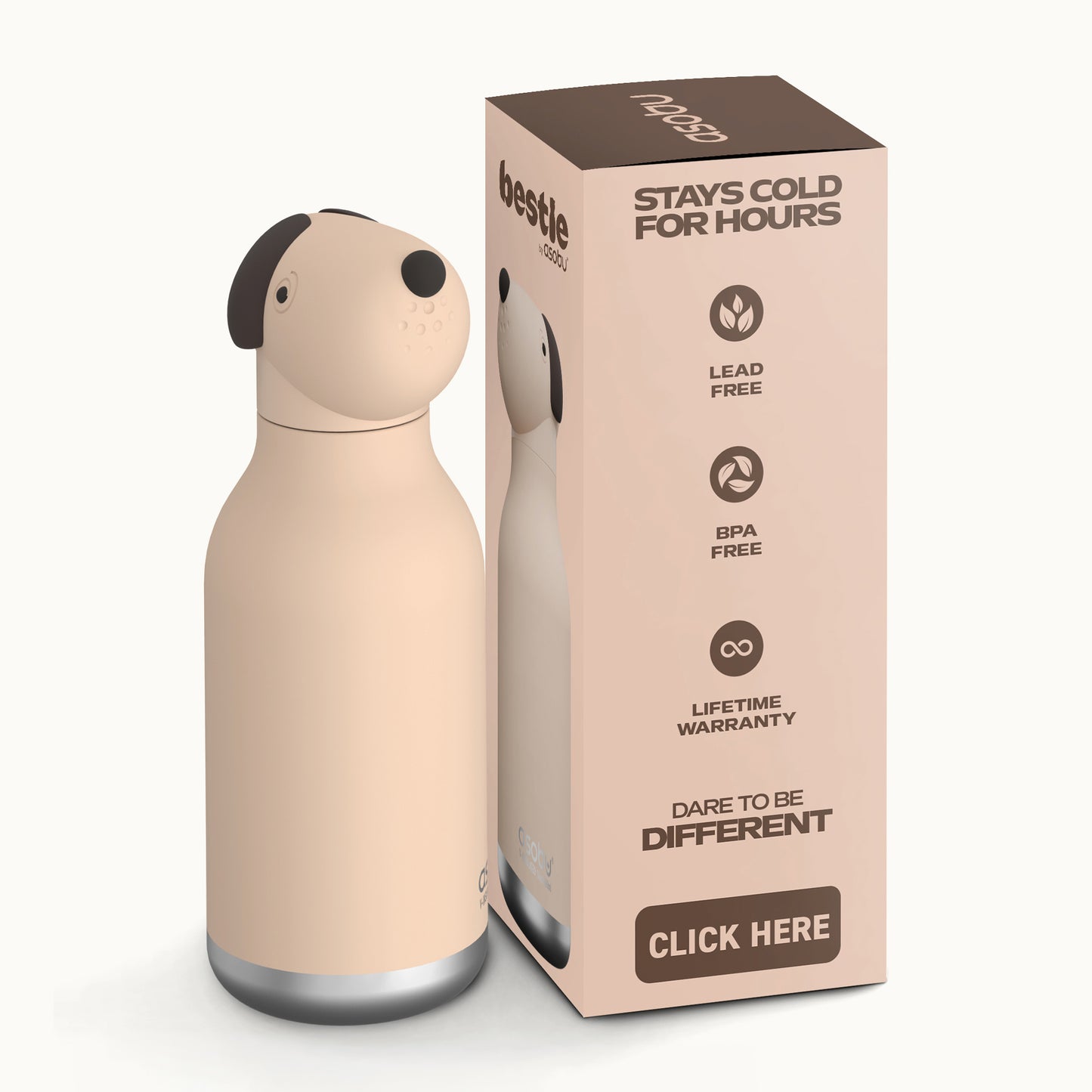 Bestie Trinkflasche 470ml | Hund "Pepper" von Asobu