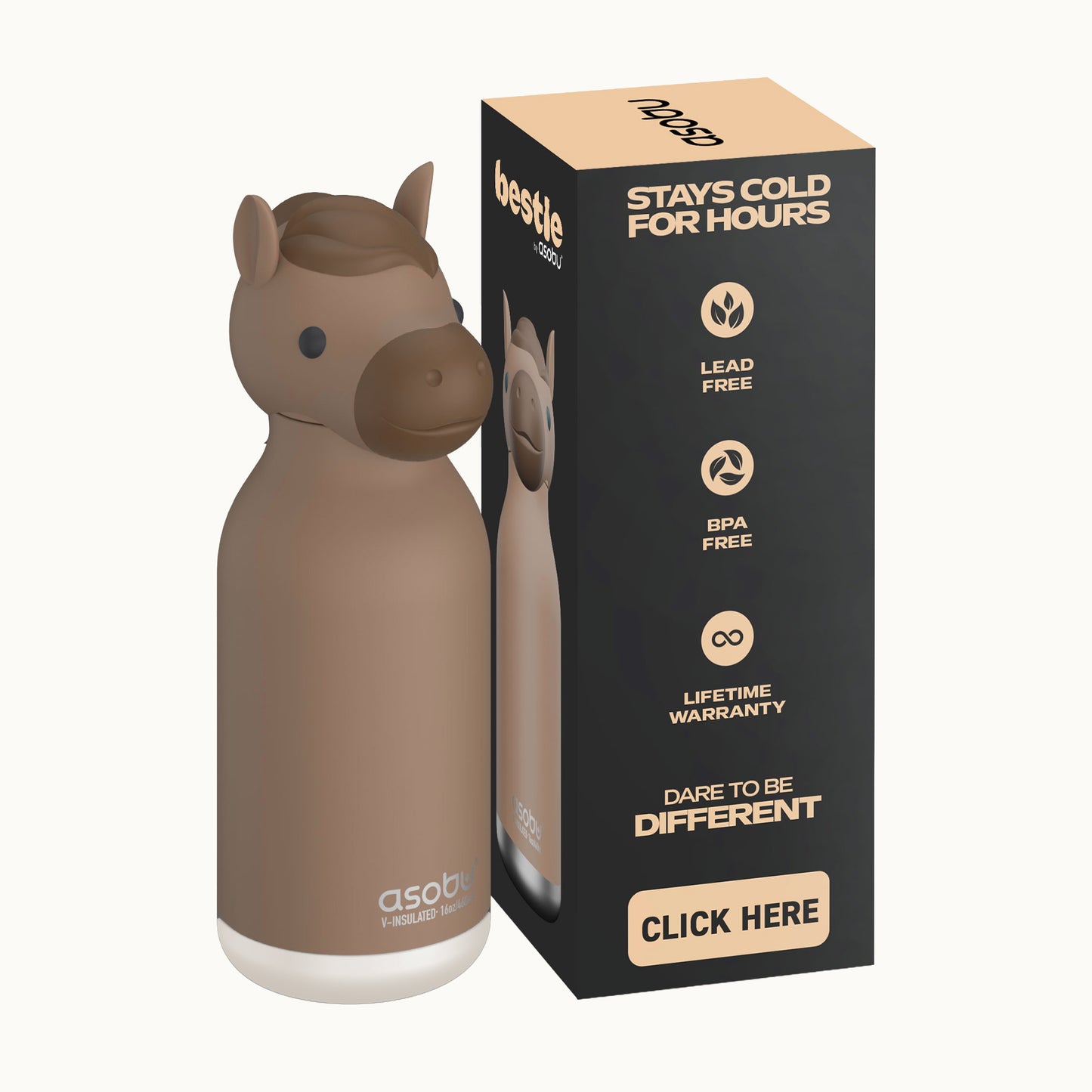 Bestie Trinkflasche 470ml | Pferd "Hazel" von Asobu