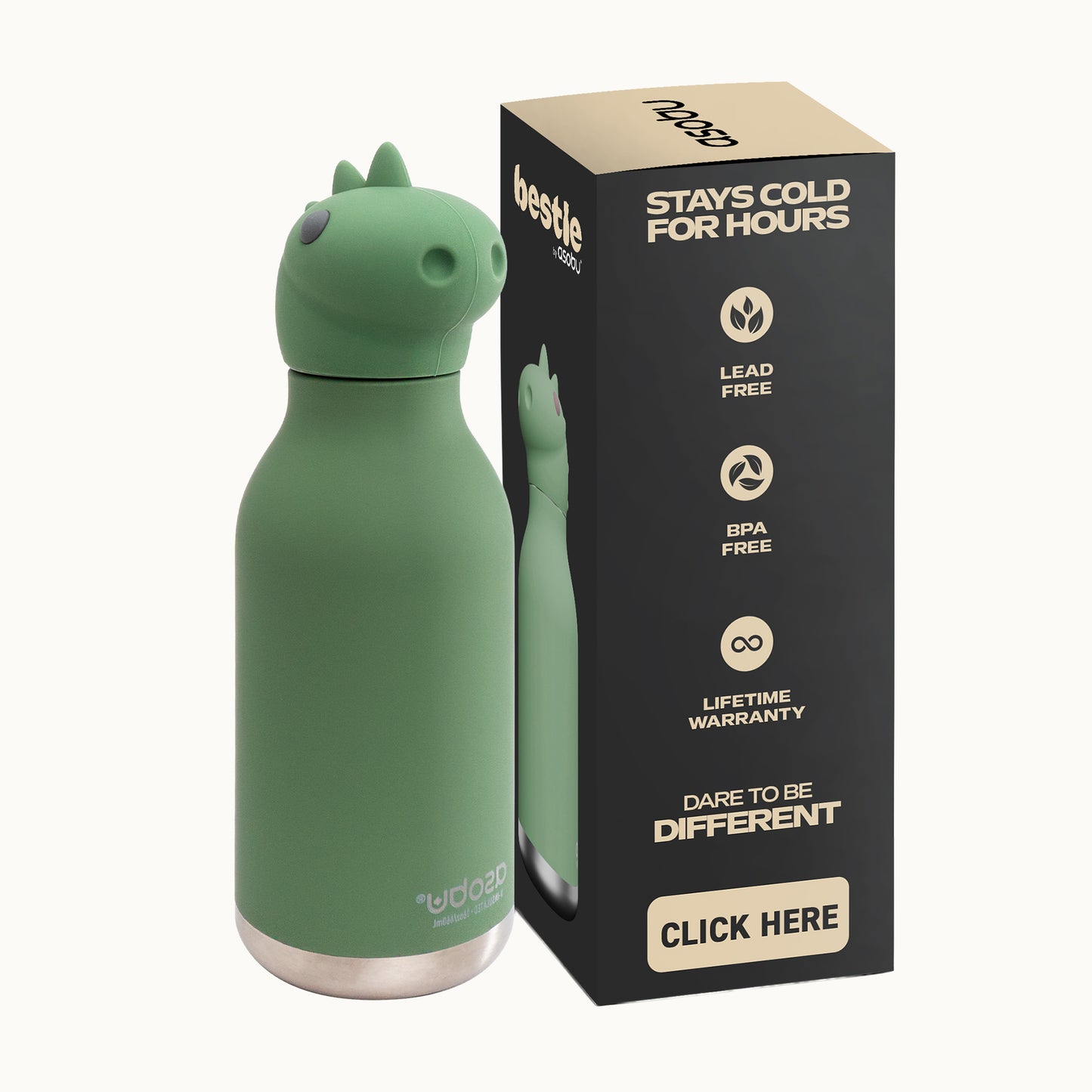 Bestie Trinkflasche 470ml | Dinosaurier "Cillian" von Asobu