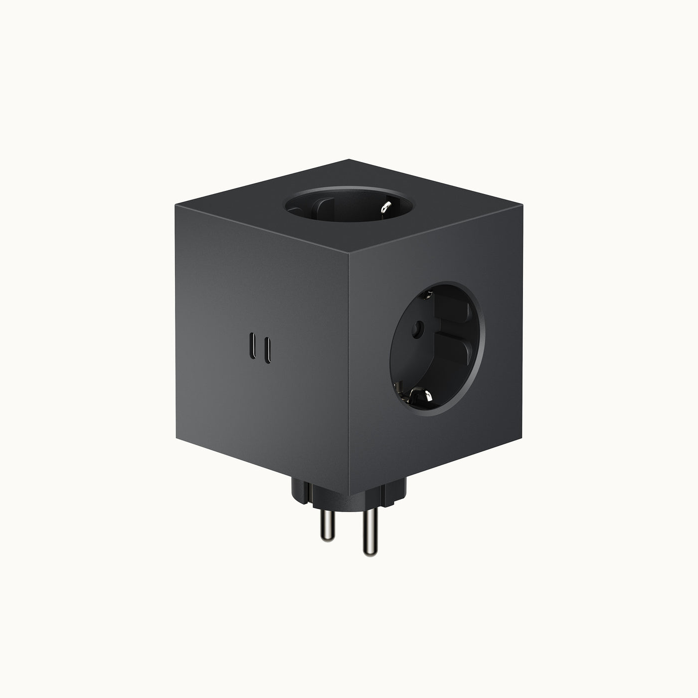 Square 2 | Design Mehrfachsteckdose für die Wand & USB-C in Stockholm Black von AVOLT