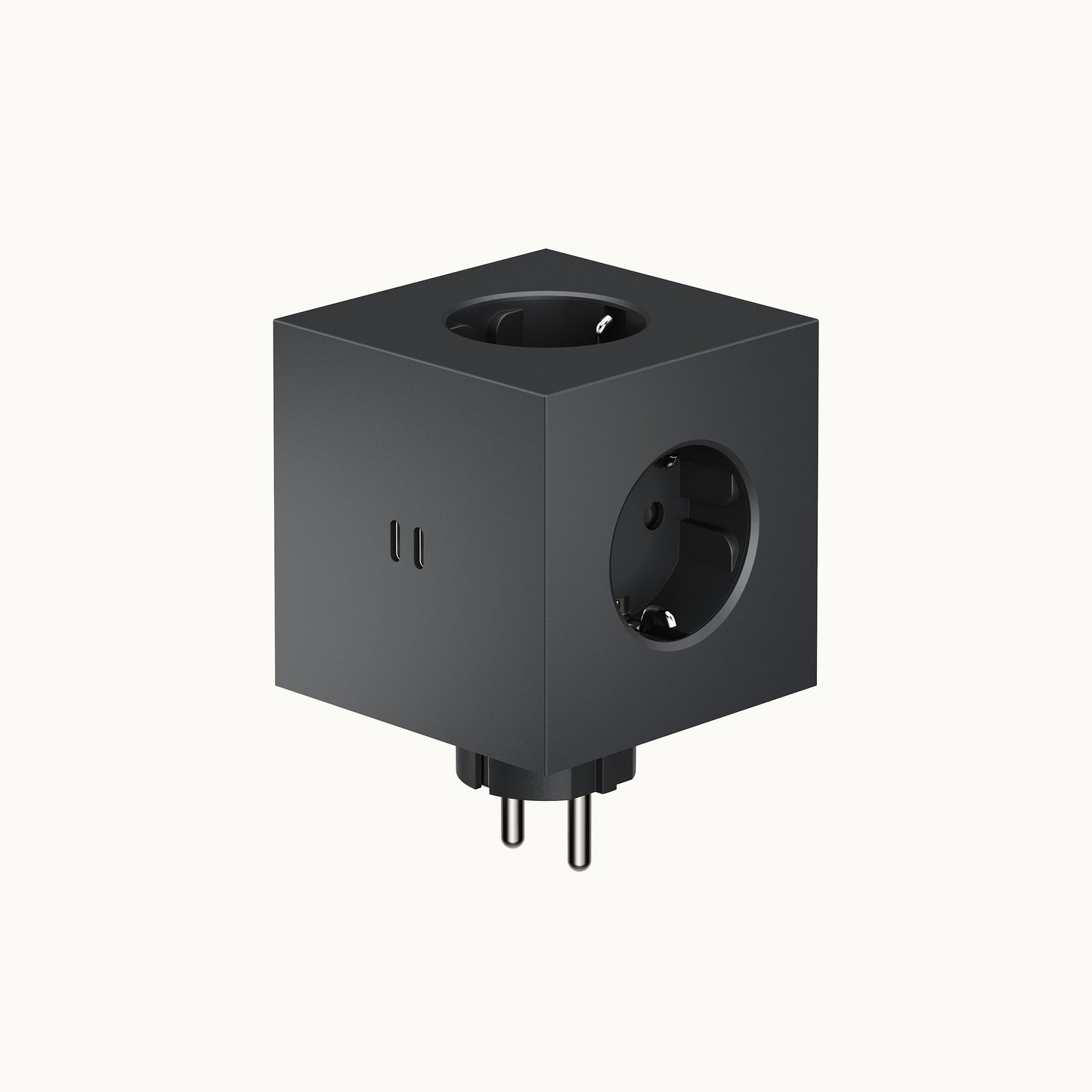 Square 2 | Design Mehrfachsteckdose für die Wand & USB-C in Stockholm Black von AVOLT