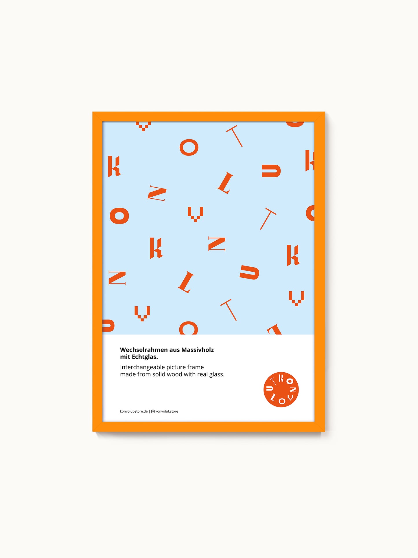 Bilderrahmen Orange mit Echtglas