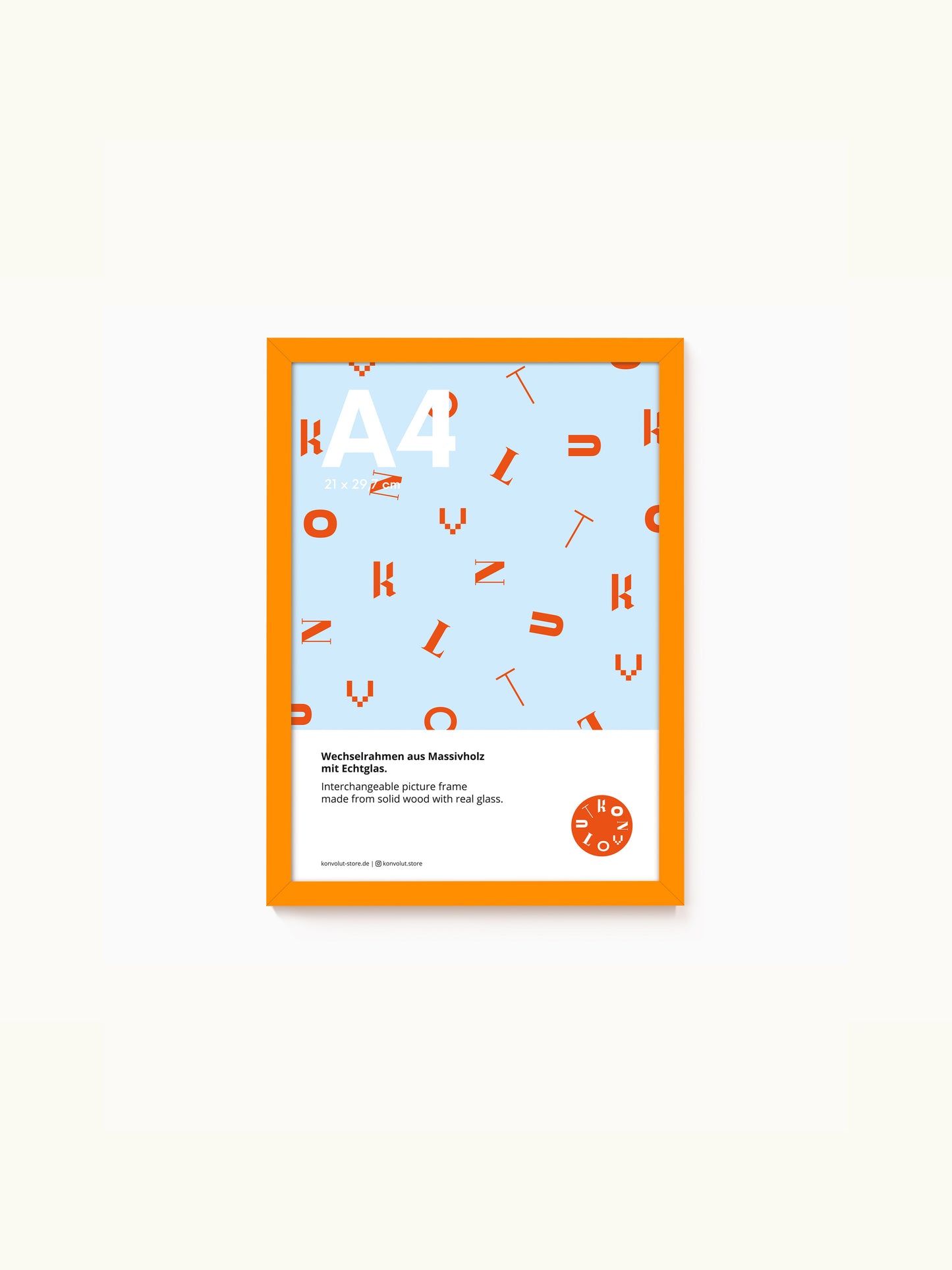Bilderrahmen Orange mit Echtglas