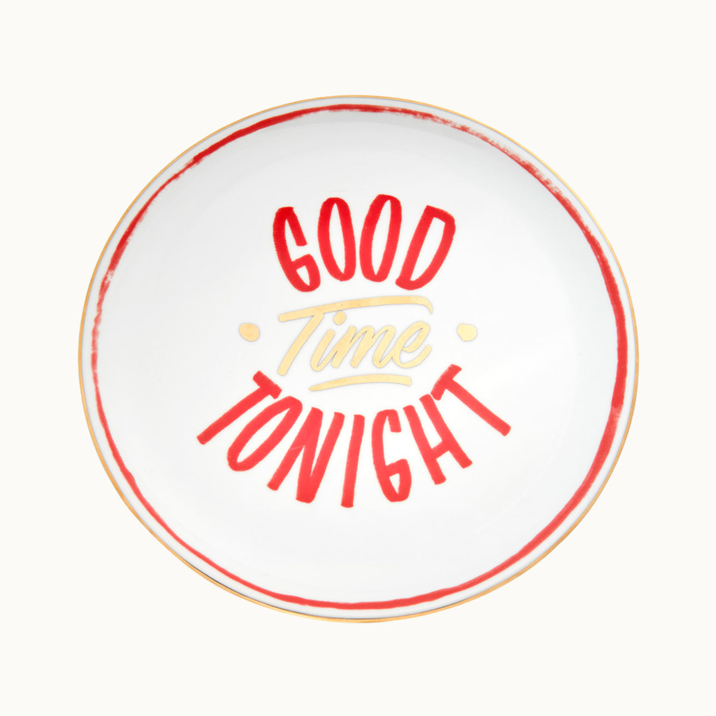 Pizza Teller mit Goldrand | "Good time tonight" von Bitossi Home