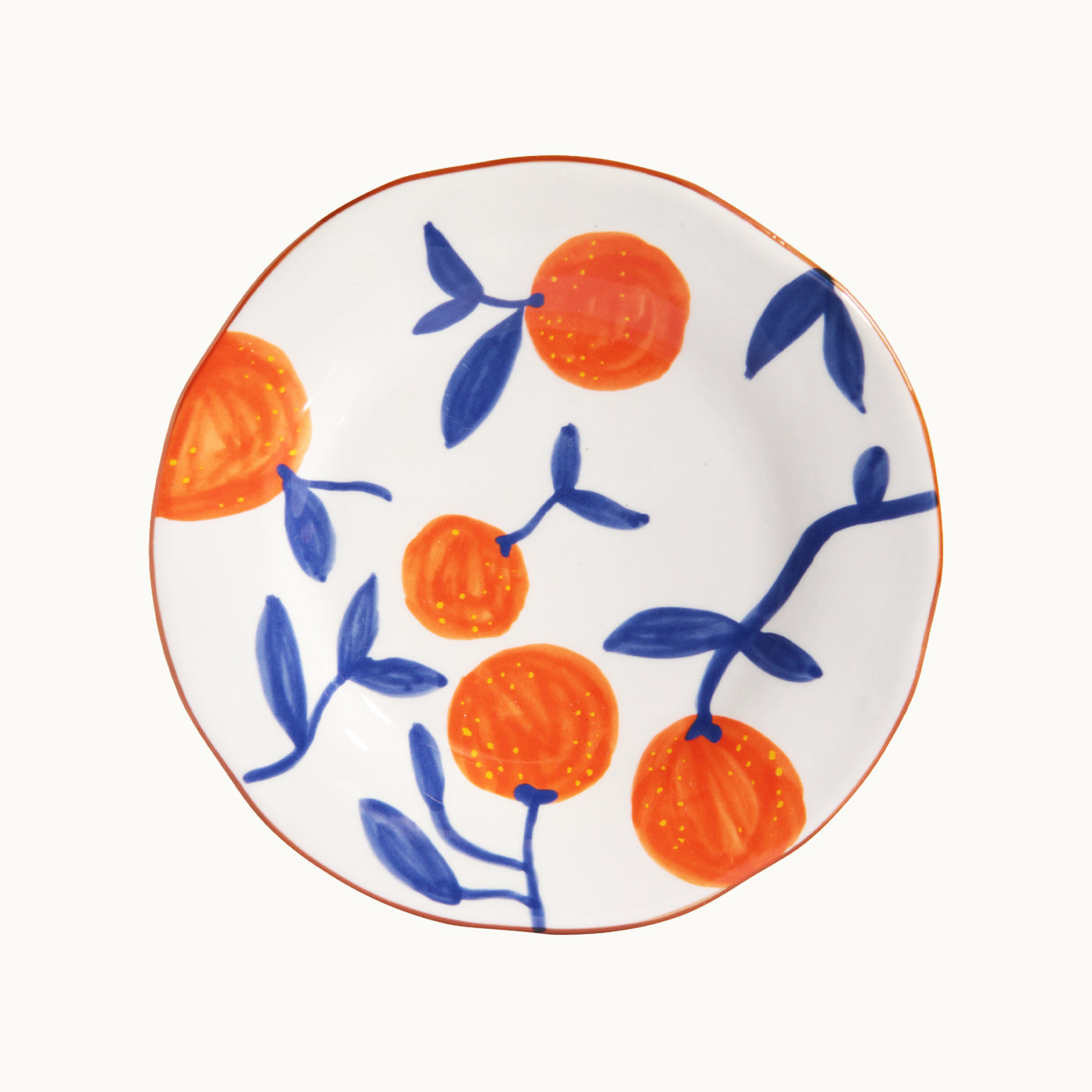 Teller Orangen Ø 21 cm | Blaue Zweige, brauner Rand von &klevering