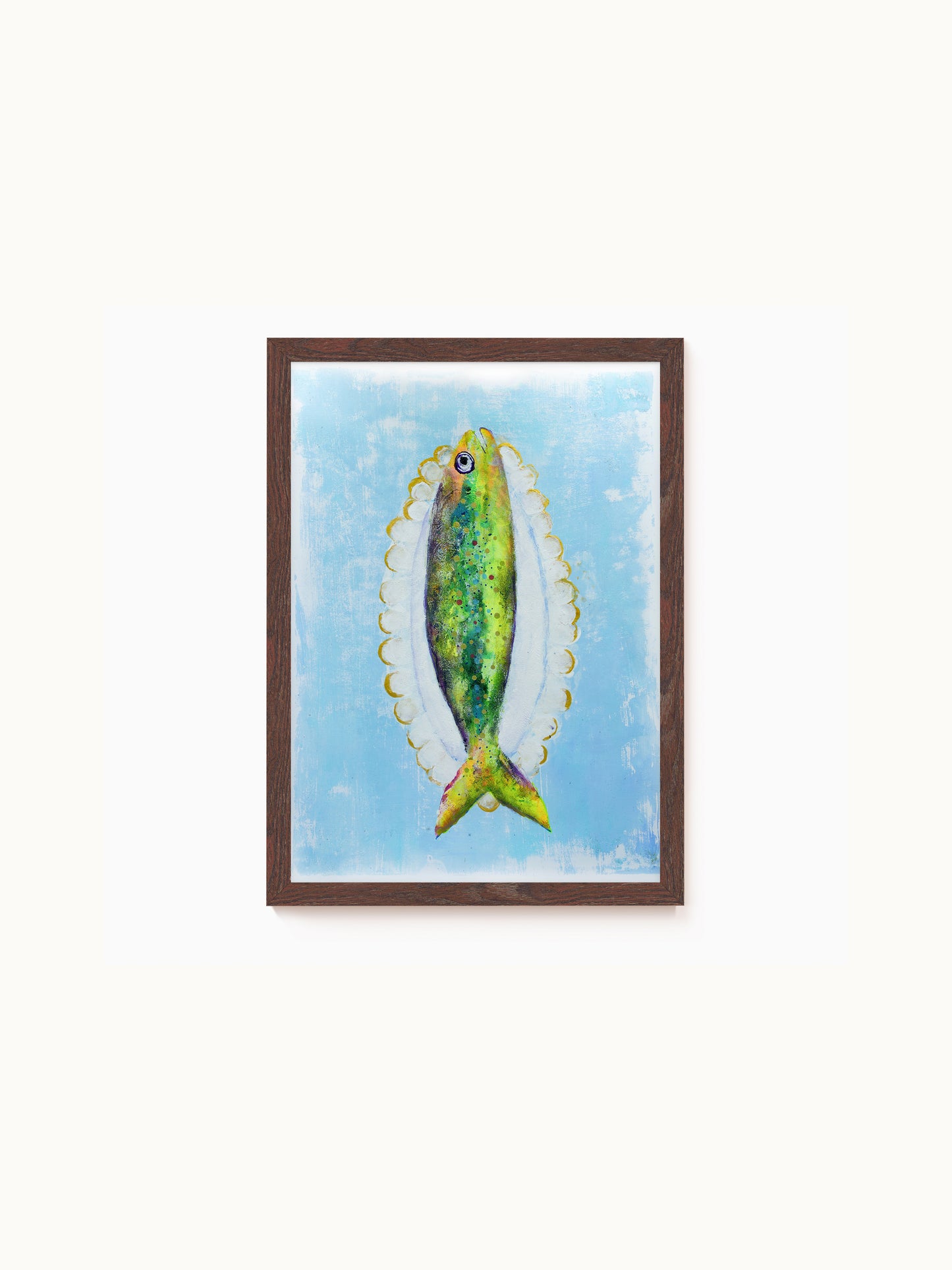 Kunstdruck „Fisch auf Servierplatte (Hellblau)“ | Design by Lisa Geyer