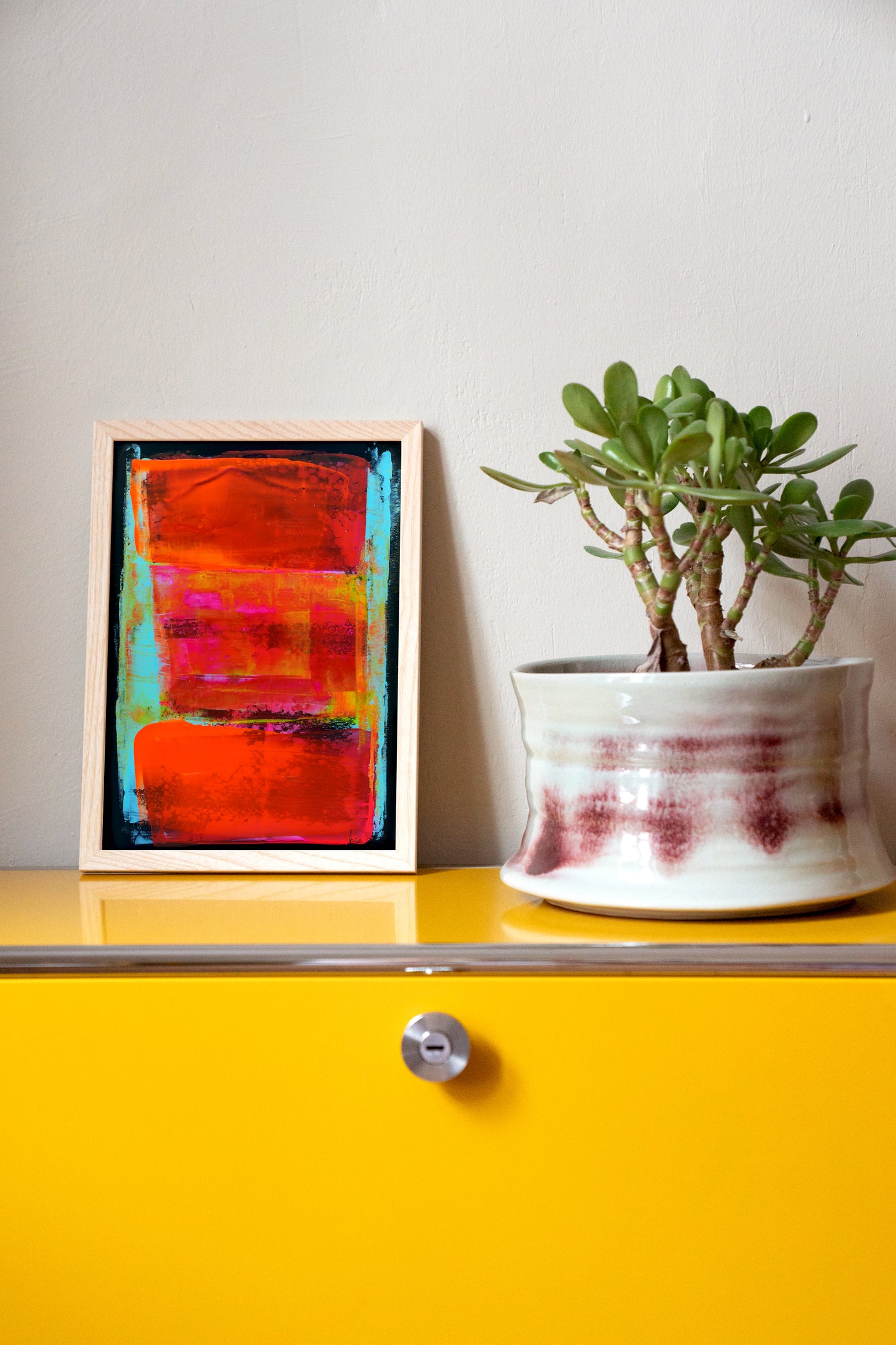 Kunstdruck „Abstraktion in Rot & Türkis“ | Design by Lisa Geyer
