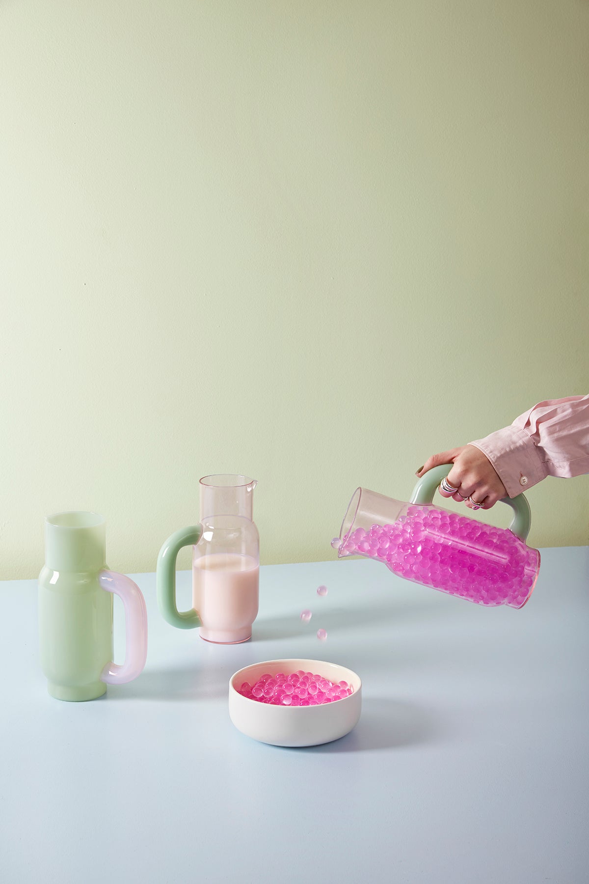 Pitcher/Glaskanne | Pink & Milky Jade von Studio About