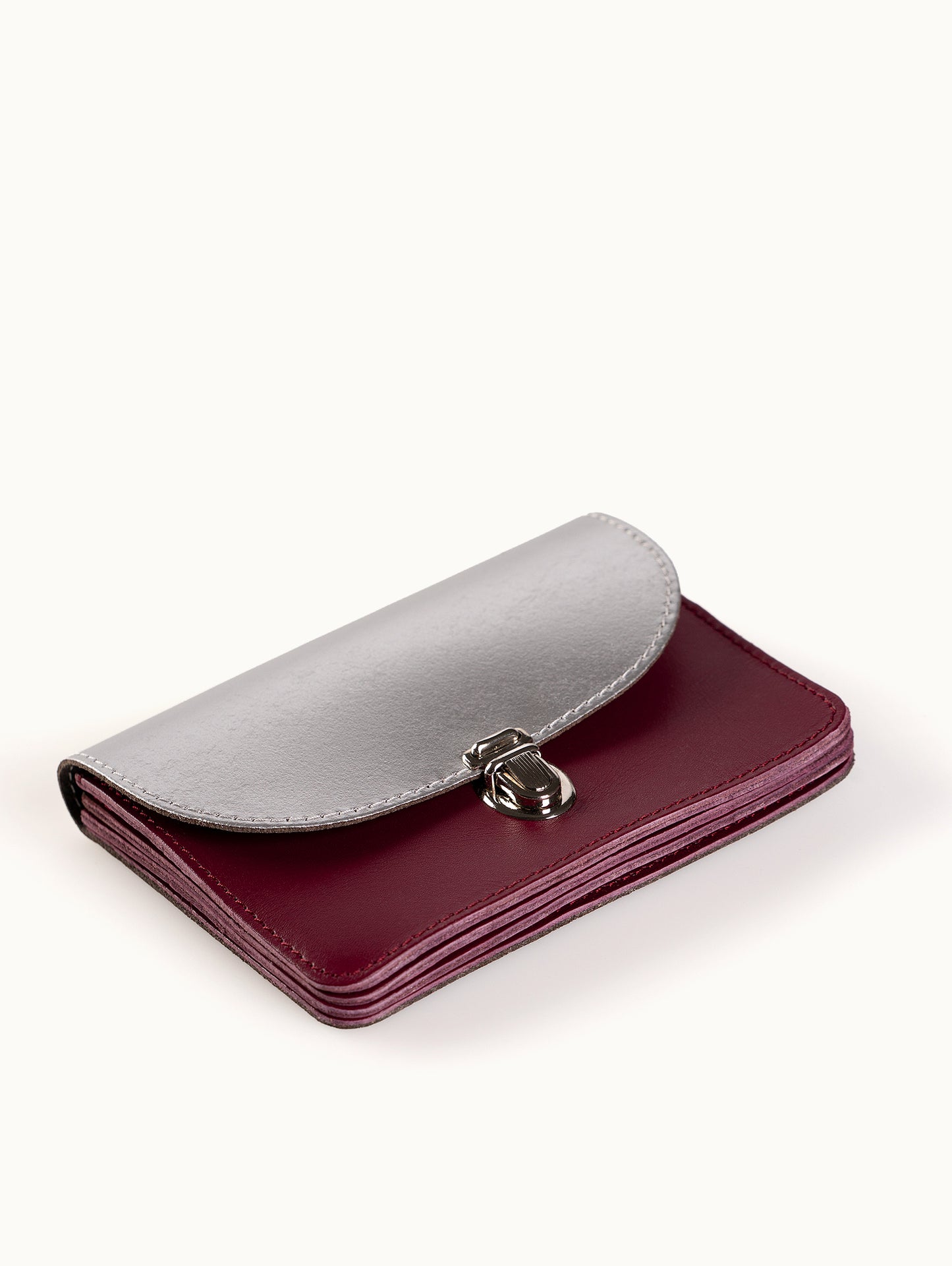Geldbörse Borsa L | KONVOLUT-Edition in Bordeaux-Silber von Papoutsi!