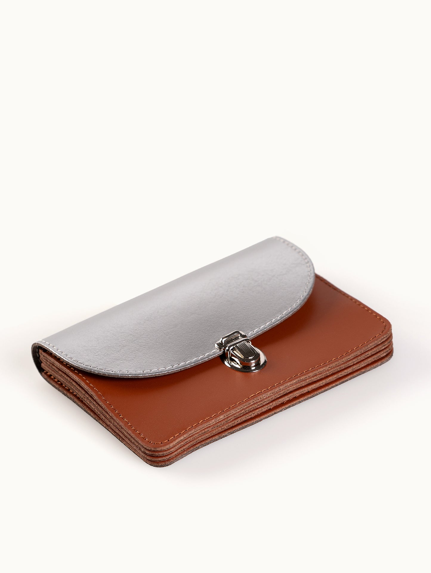 Geldbörse Borsa L | KONVOLUT-Edition in Cognac-Silber von Papoutsi!