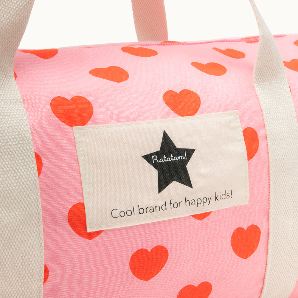 Bowling Bag | Pink mit roten Herzen von Ratatam
