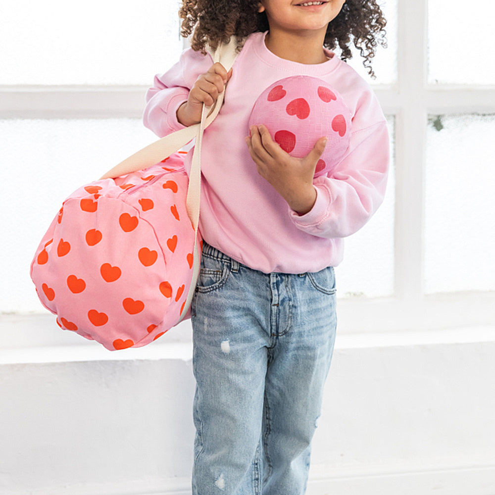 Bowling Bag | Pink mit roten Herzen von Ratatam