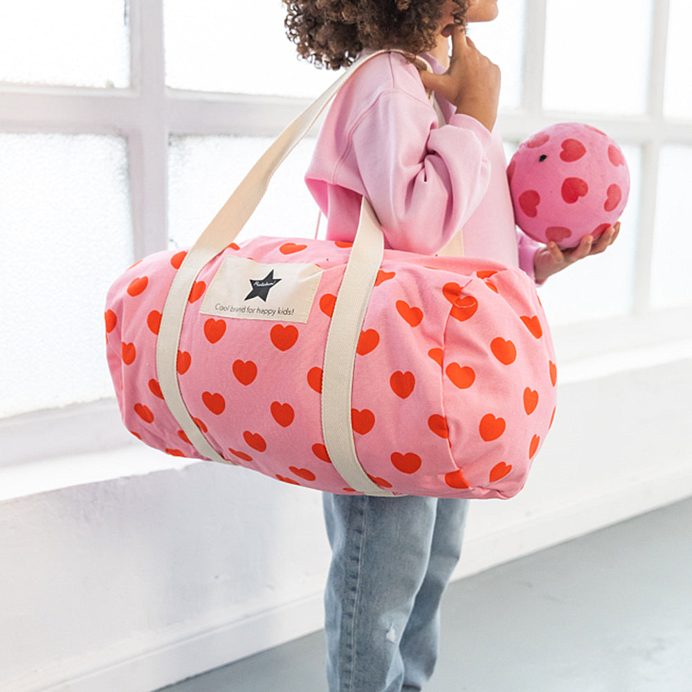 Bowling Bag | Pink mit roten Herzen von Ratatam