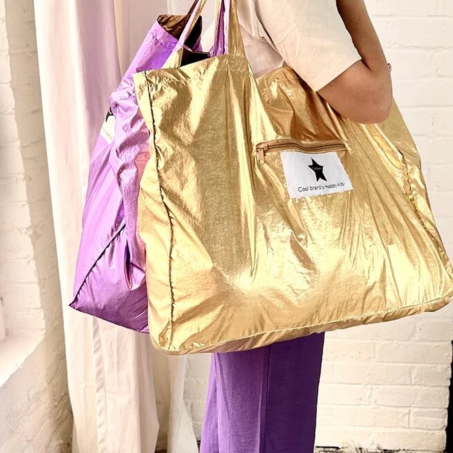 Metallic Wende-Tasche „Maxi Tote“ | Lila & Gold von Ratatam