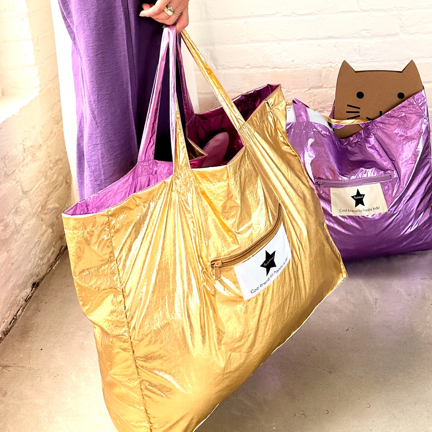 Metallic Wende-Tasche „Maxi Tote“ | Lila & Gold von Ratatam