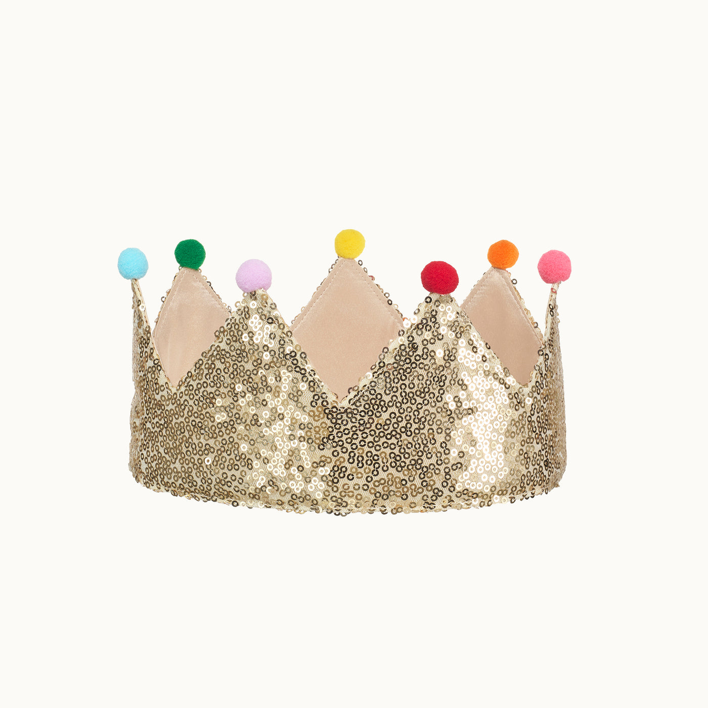 Krone | Gold mit Pailletten & Pom-Poms von Rockahula