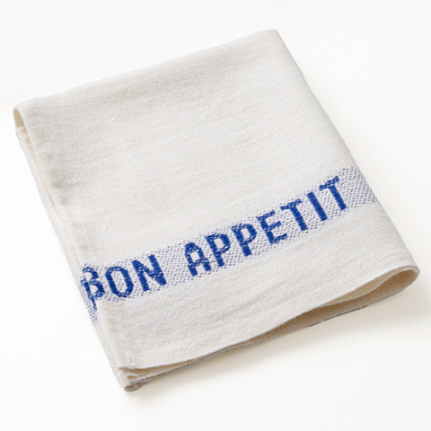 Serviette Bon Appétit | Weiß-Blau von Charvet Editions