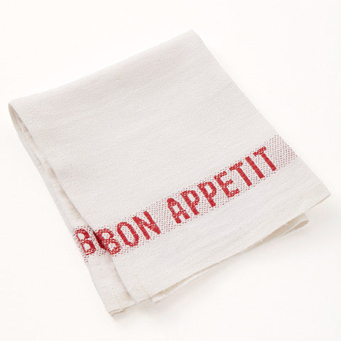 Serviette Bon Appétit | Weiß-Rot von Charvet Editions