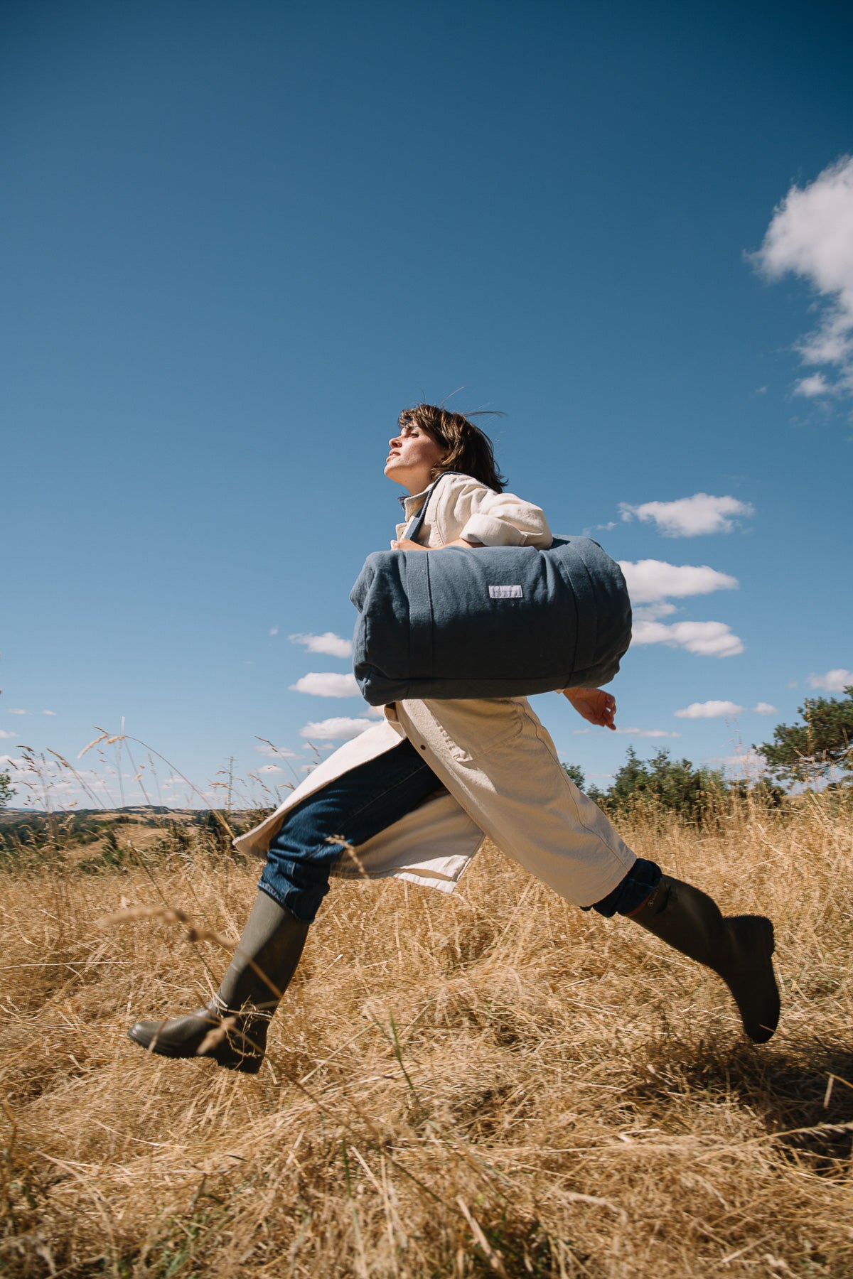 Weekender Bowling Bag | Bio-Baumwolle in Storm Blue von Les Pensionnaires