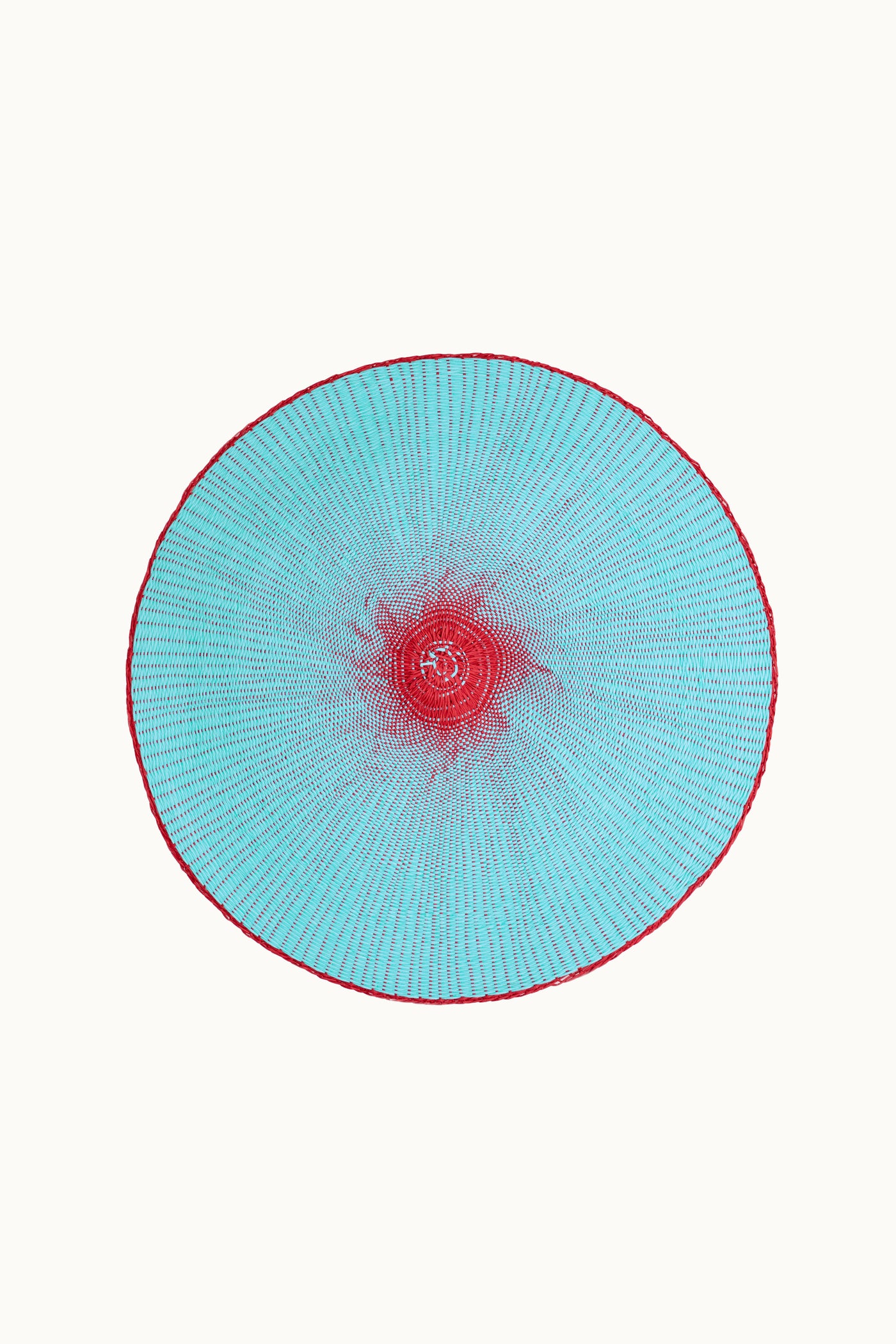 Platzset Papiergarn Rund 38 cm Hellblau/Rot