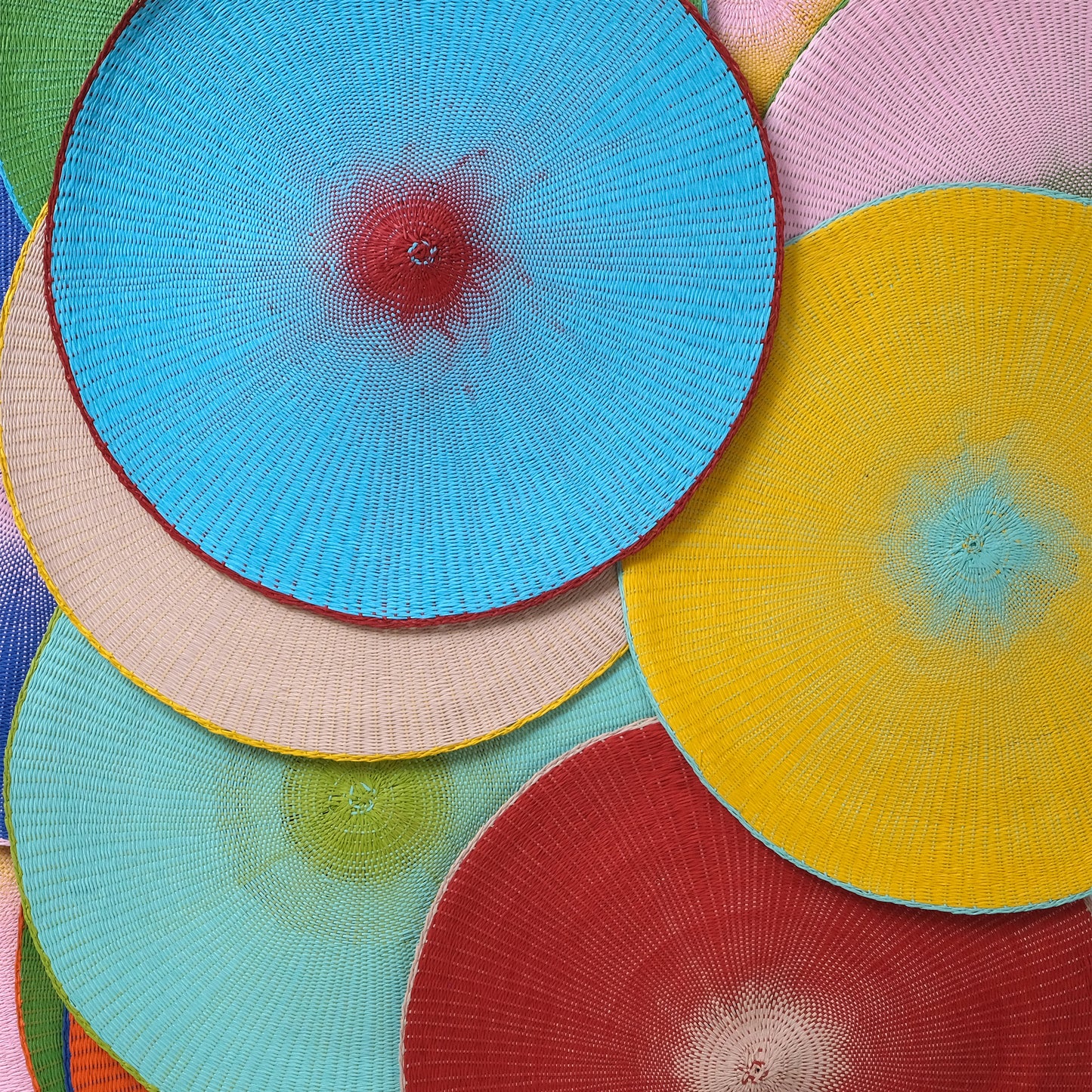 Platzset Papiergarn Rund 38 cm Grün/Türkis