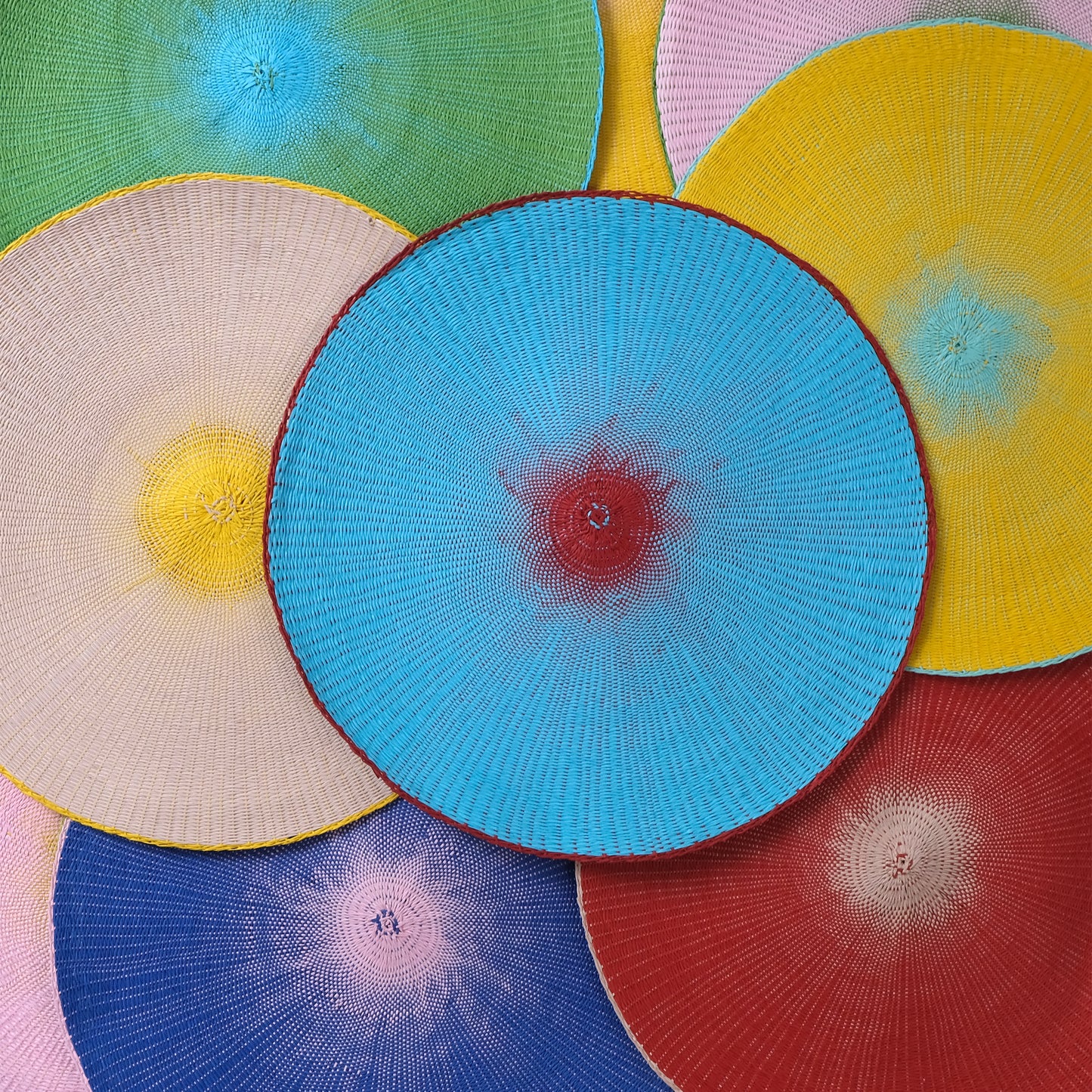 Platzset Papiergarn Rund 38 cm Grün/Türkis