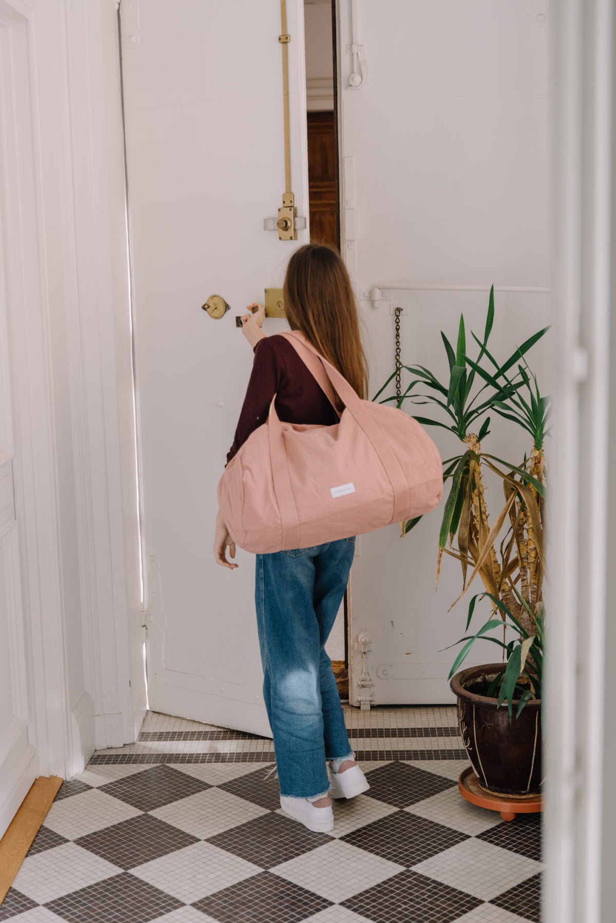 Weekender Bowling Bag | Bio-Baumwolle in Delicate Pink von Les Pensionnaires